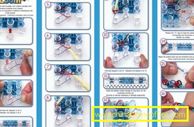 Vzory tkanie náramky z gumy na stroji s popisom